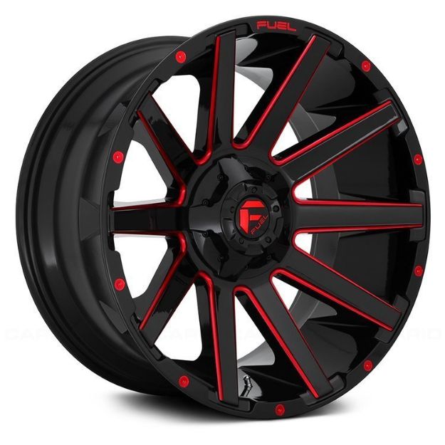 Picture of Alloy wheel D643 Contra Gloss Black/Red Tinted Clear Fuel