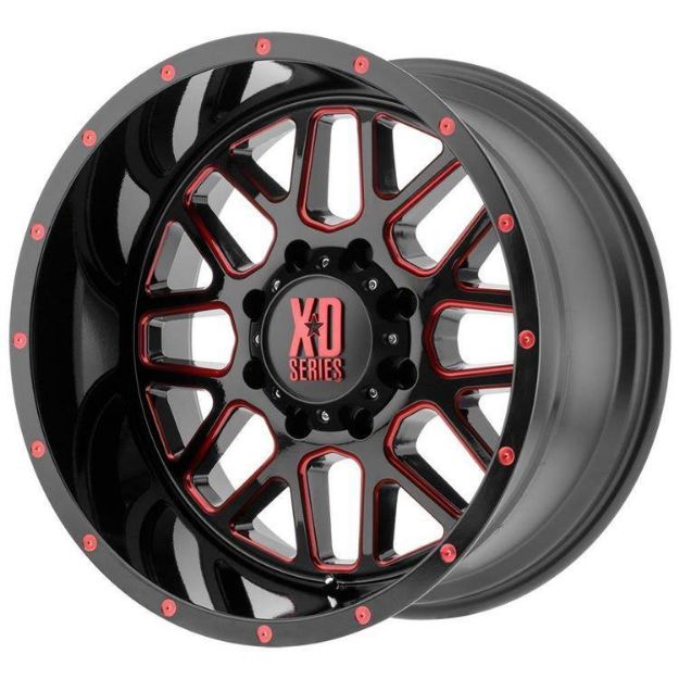 Picture of Alloy wheel XD820 Grenade Satin Black Milled/Red Clear Coat XD Series