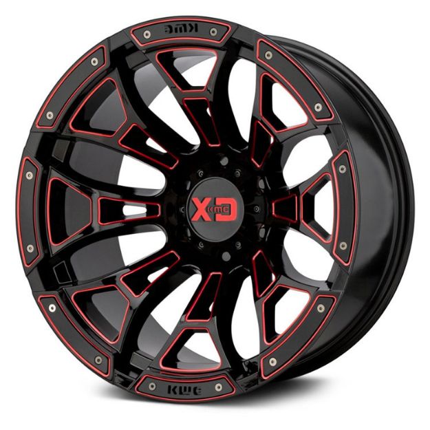 Picture of Alloy wheel XD841 Boneyard Gloss Black Milled With Red Tint Fuel