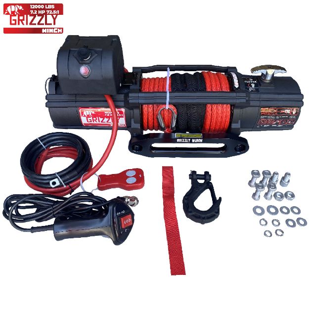 Picture of Grizzly Winch 12.000 lbs, gear ratio 72.5:1 with synthetic rope
