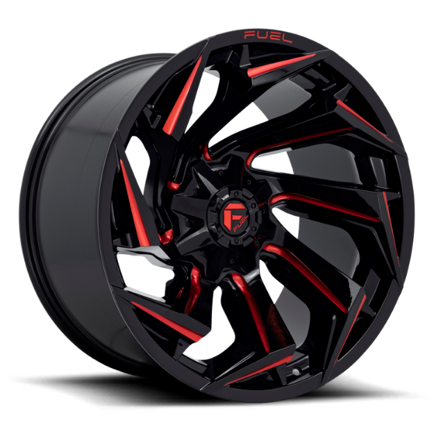 Εικόνα της Alloy wheel D755 Reaction Gloss Black Milled W/ RED Tint Fuel