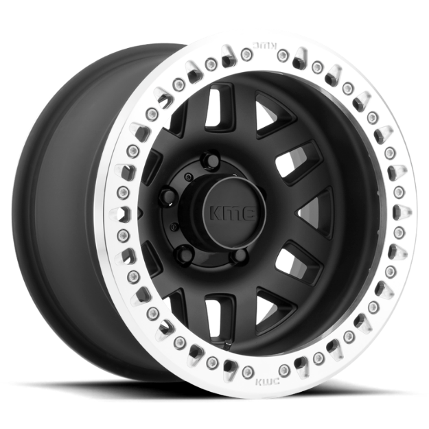 Picture of Alloy wheel KM229 Machete Crawl Beadlock Satin Black W/ Machined Ring KMC