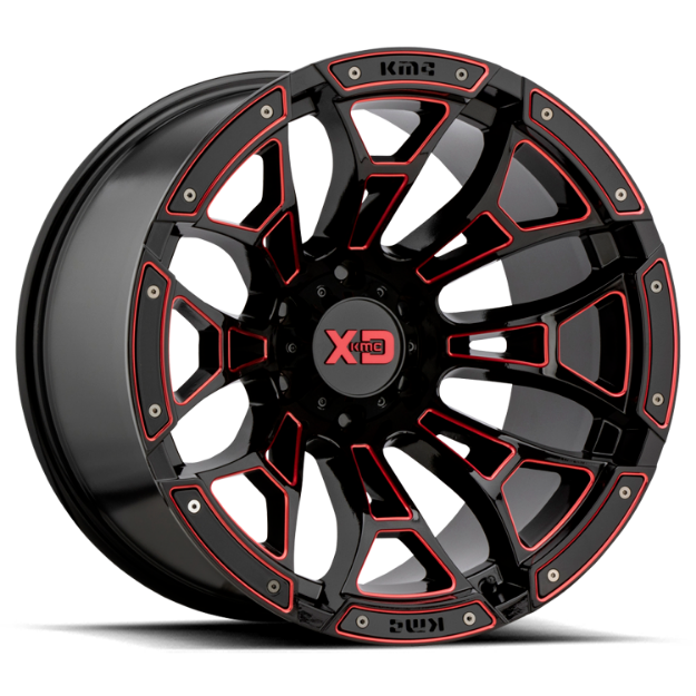 Picture of Alloy wheel XD841 Boneyard Gloss Black Milled W/ RED Tint XD Series